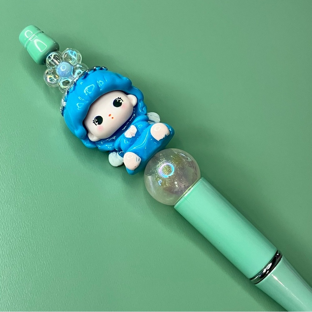 Handmade Blue Angel Beaded Pen